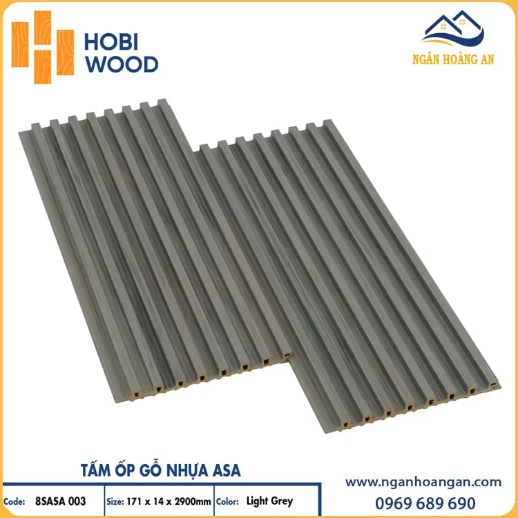 Tấm Ốp Lam 8 Sóng Phủ ASA Hobiwood 8SASA003 Light Grey